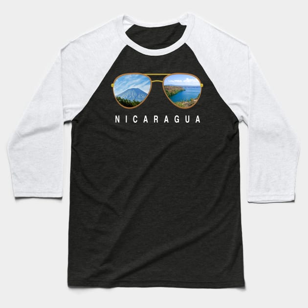 Nicaragua Sunglasses Baseball T-Shirt by JayD World